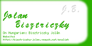 jolan bisztriczky business card