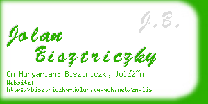 jolan bisztriczky business card